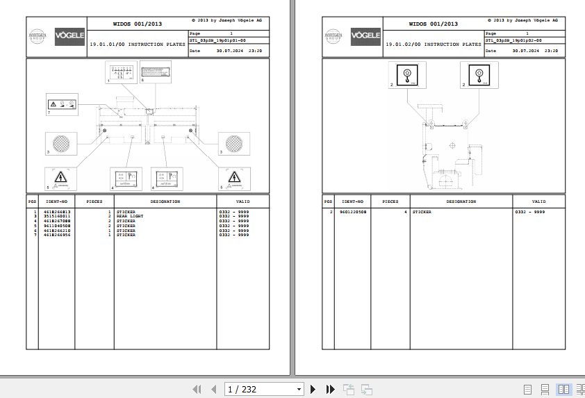 Vogele Asphalt Pavers SB 300 03.SB 2009217 Spare Parts Catalog (1)
