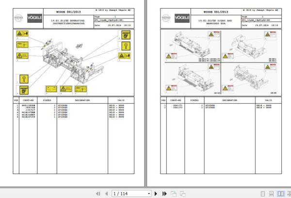 Vogele Screed AB 200 12.AB 2031504 Spare Parts Catalog (1)