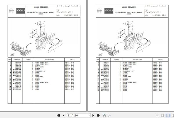Vogele Screed AB 200 12.AB 2031504 Spare Parts Catalog (2)