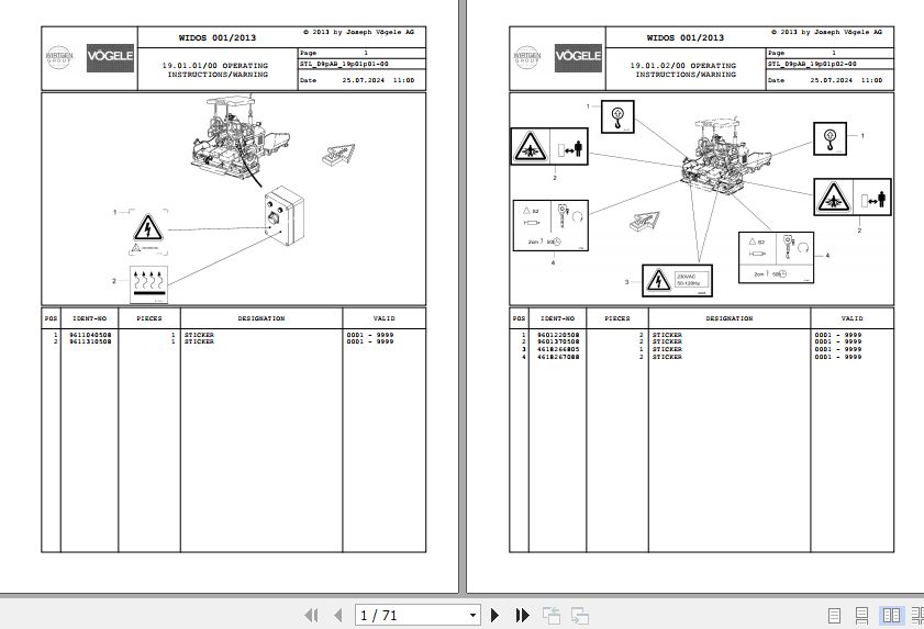 Vogele Screed AB 315 09.AB 5000000007 Spare Parts Catalog (1)
