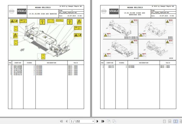 Vogele Screed AB 340 13.AB 2072312 Spare Parts Catalog (1)