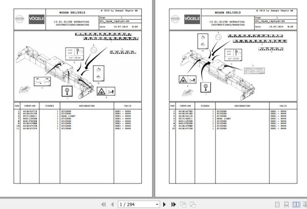 Vogele Screed AB 500 10.AB 5000000008 Spare Parts Catalog (1)