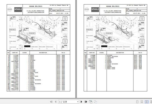 Vogele Screed VF 600 2 V 20.AB 2103555 Spare Parts Catalog (1)