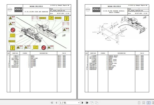 Vogele Screed VR 600 2 V 18.AB 2141214 Spare Parts Catalog (1)
