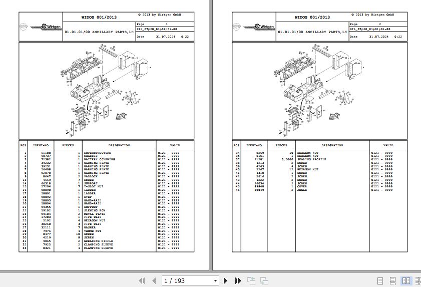 Wirtgen Asphalt 1300 2000 DC 07.20 125381 Spare Parts Catalog (1)
