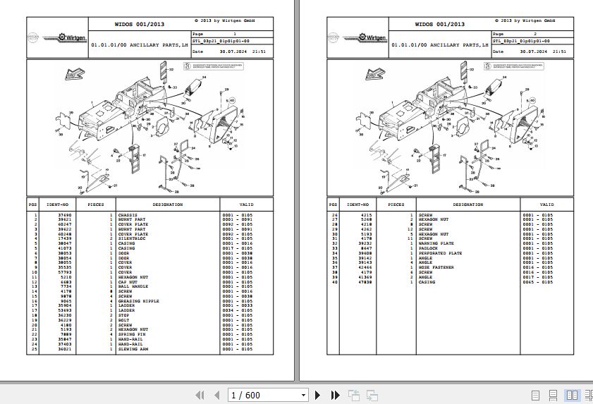 Wirtgen Asphalt Milling 2100 DC DCR 03.21 92685 Spare Parts Catalog (1)