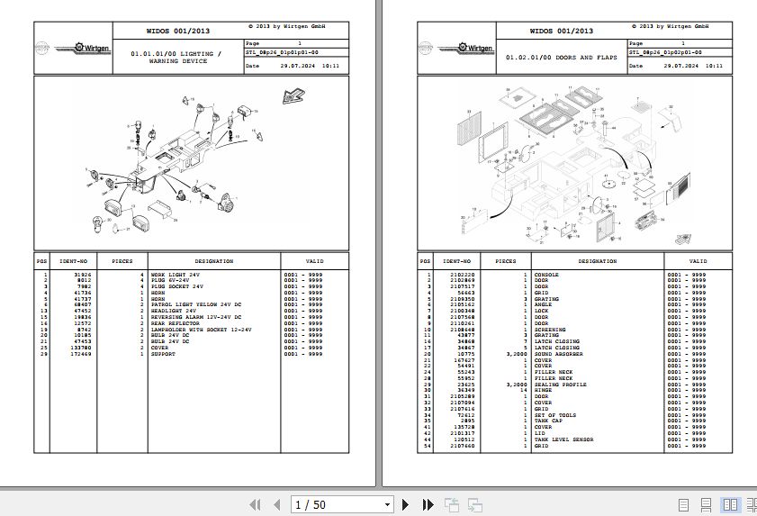 Wirtgen Asphalt Milling SF 2600i 08.26 2219954 Spare Parts Catalog (1)