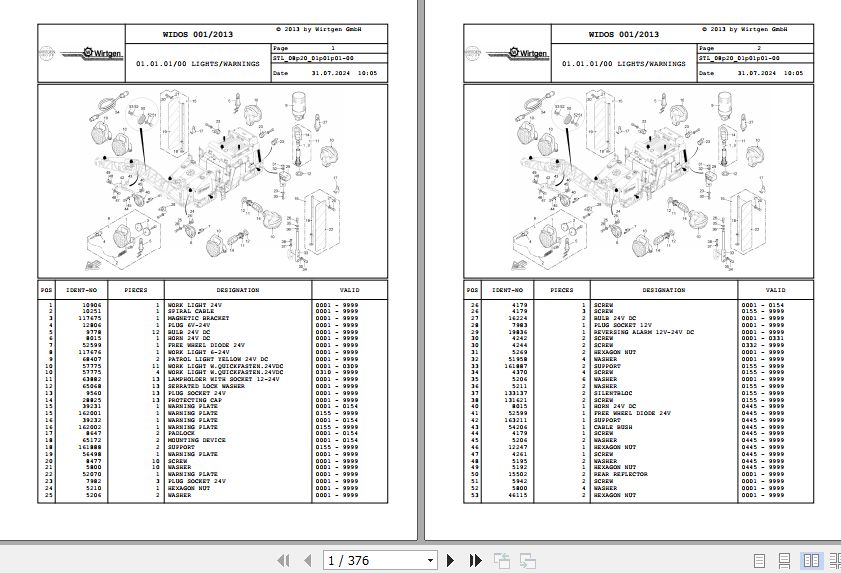 Wirtgen Asphalt Milling W 1500 W 1900 08.20 143281 Spare Parts Catalog (1)