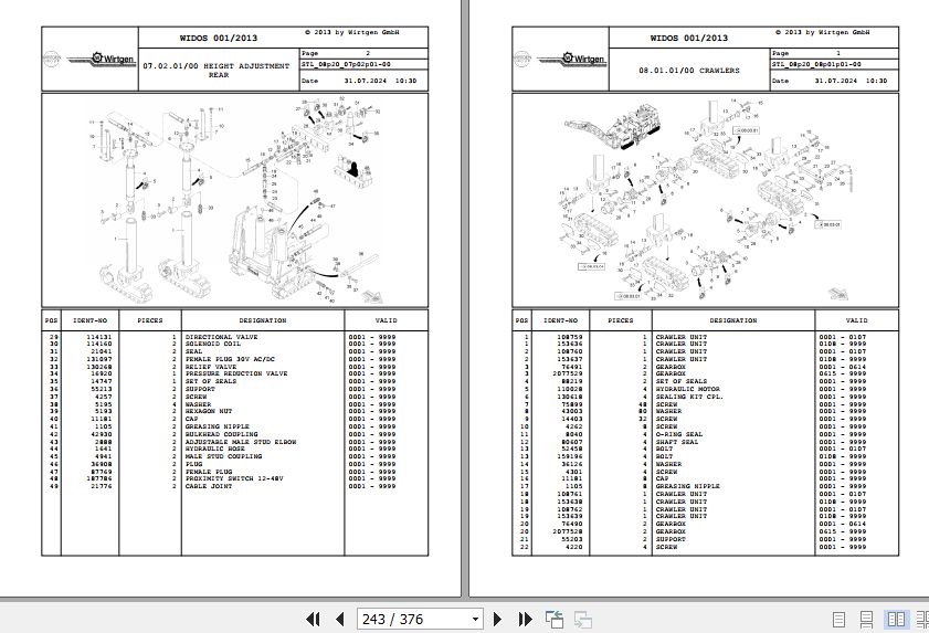 Wirtgen Asphalt Milling W 1500 W 1900 08.20 143281 Spare Parts Catalog (2)