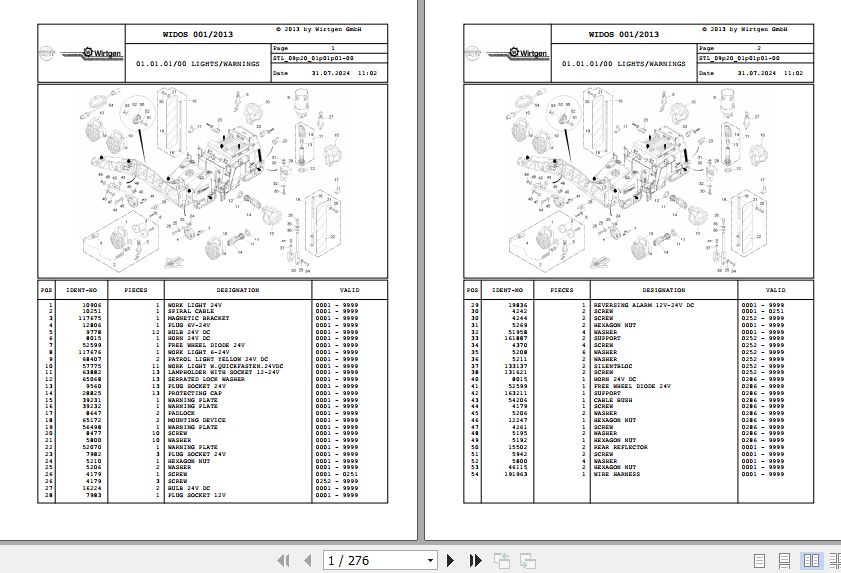 Wirtgen Asphalt Milling W 1900 09.20 150067 Spare Parts Catalog (1)