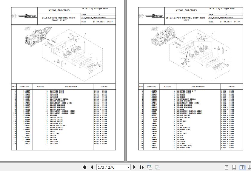 Wirtgen Asphalt Milling W 1900 10.20 150067 Spare Parts Catalog (2)