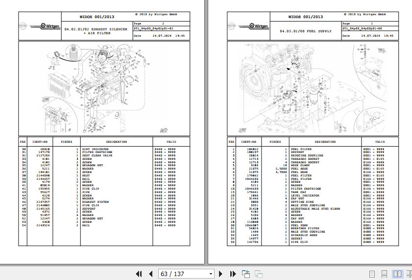 Wirtgen Asphalt Milling W 35 DC 04.03 188958 Spare Parts Catalog (2)