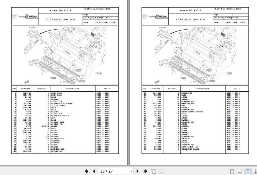 Wirtgen Asphalt Milling WS 250 WS 220 02.AS 2119925 Spare Parts Catalog (2)