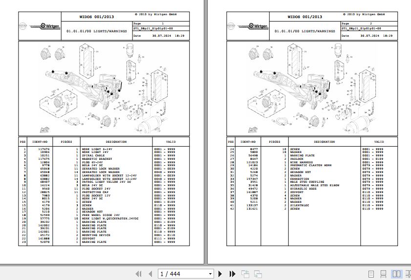 Wirtgen Cold Planer W 2200 2200 CR 2200 SM 08.21 128776 Spare Parts Catalog (1)