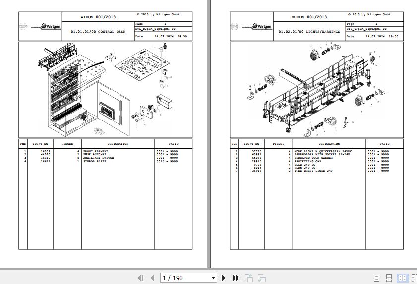 Wirtgen Paver TCM 850 TCM 1600 02.BA 103767 Spare Parts Catalog (1)
