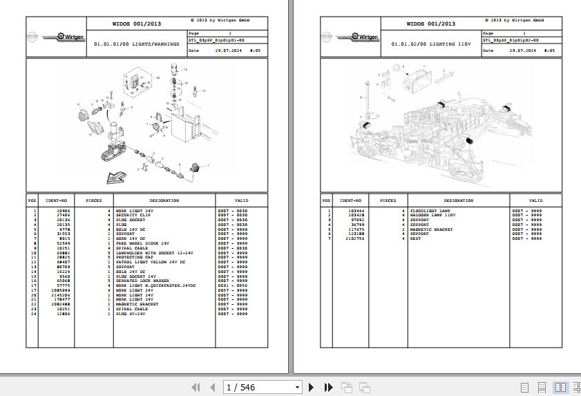 Wirtgen Slipform Paver SP 1600 03.SP 146620 Spare Parts Catalog (1)