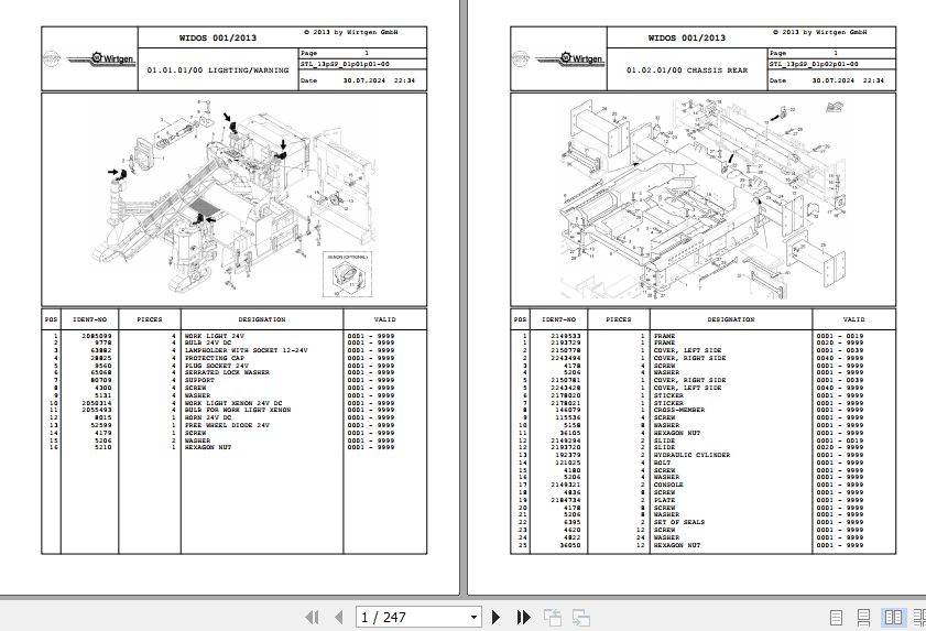 Wirtgen Slipform Paver SP 25 13.SP 2165583 Spare Parts Catalog (1)