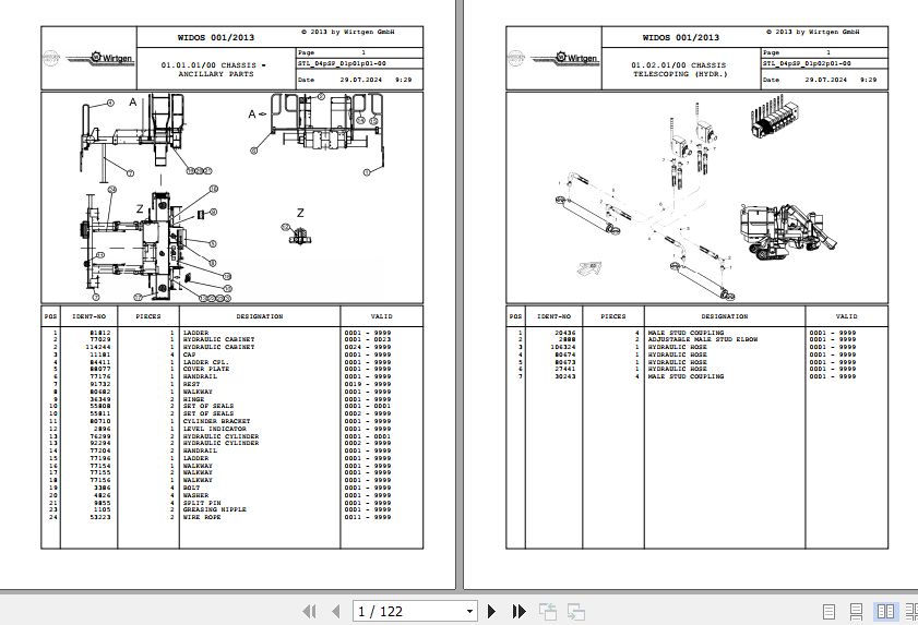 Wirtgen Slipform Paver SP 250 04.SP 129753 Spare Parts Catalog (1)