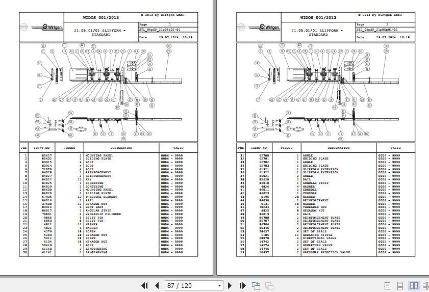 Wirtgen Slipform Paver SP 850 05.SP 78209 Spare Parts Catalog (2)