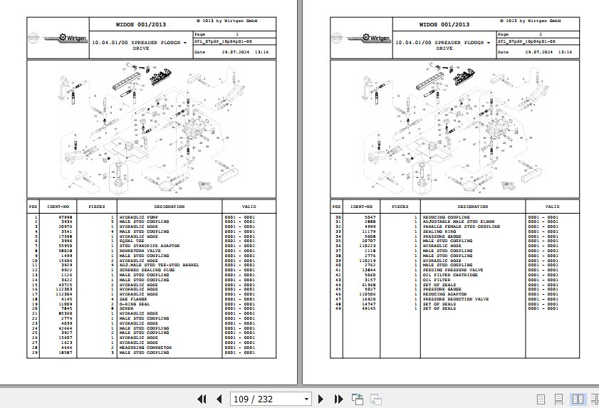 Wirtgen Slipform Paver SP 850 Vario 07.SP 111627 Spare Parts Catalog (2)