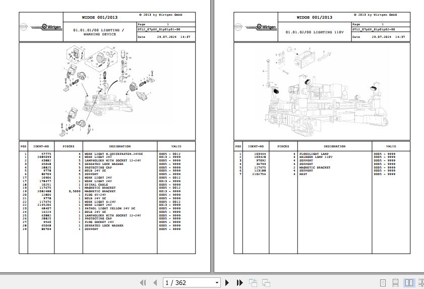 Wirtgen Slipform Paver SP 850 Vario 07.SP 182420 Spare Parts Catalog (1)