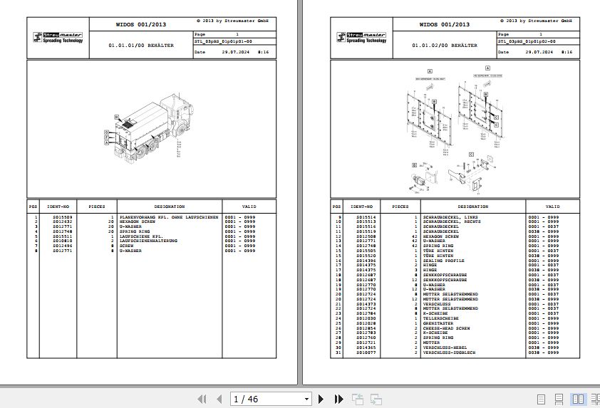 Wirtgen Streu Master Binding Agent Spreader SW 10 16 MC 03.BS S015420 Spare Parts Catalog (1)