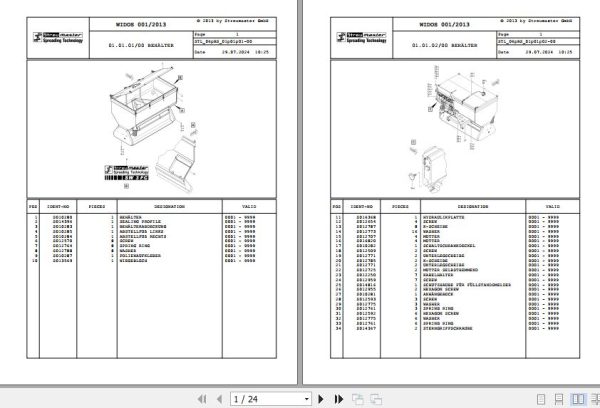 Wirtgen Streu Master Binding Agent Spreader SW 3 FC 06.BS S016764 Spare Parts Catalog (1)