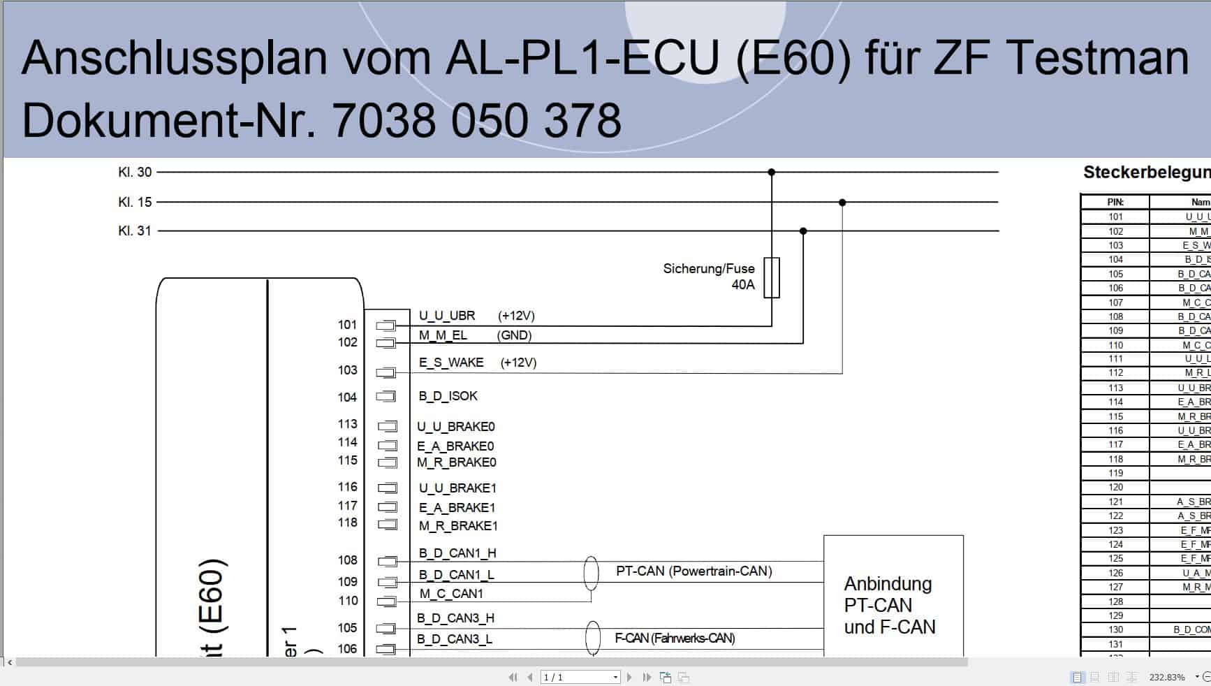 ZF Control Unit AL PL1 ECU Connection Diagram DE (1)