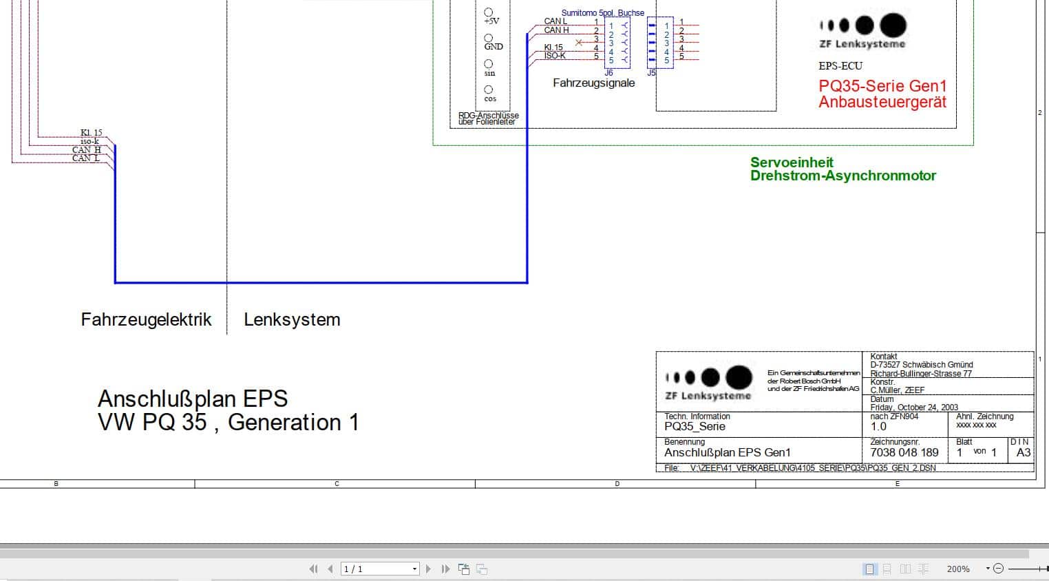 ZF Control Unit EPS Gen1 VW PQ 35 Connection Diagram DE (1)