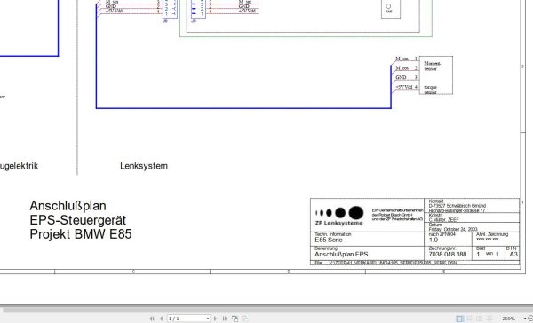 ZF Control Unit EPS Project BMW E85 Connection Diagram DE (1)