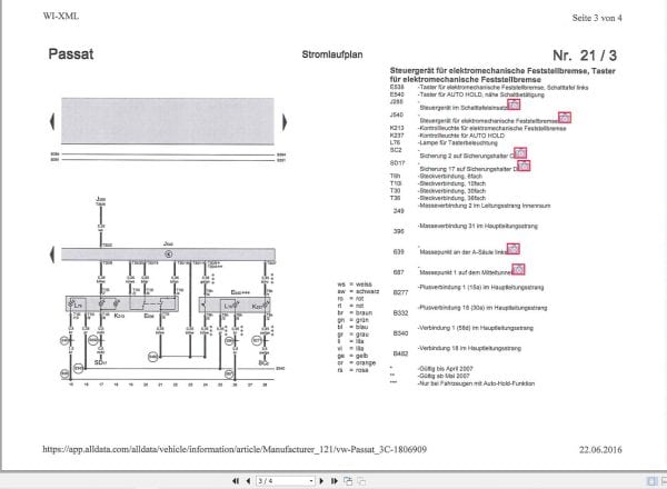 ZF Electric Park Brake for Passat Circuit Diagram DE (2)