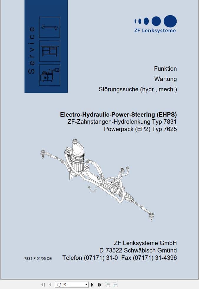ZF Electro Hydraulic Power Steering 7831 7625 Maintenance and Repair Manual DE (1)