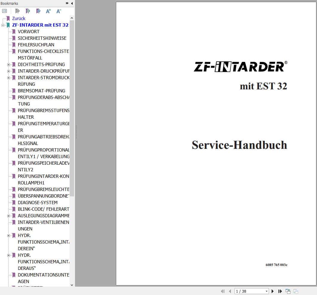 ZF Intarder with EST 32 Service Manual 6085 765 003e DE (1)