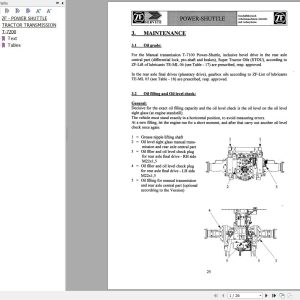 ZF Power Shuttle Tractor Transmission T 7200 Maintenance Manual (1)