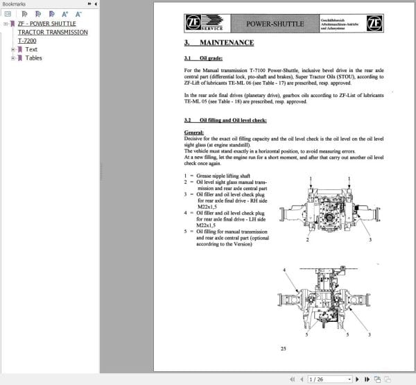 ZF Power Shuttle Tractor Transmission T 7200 Maintenance Manual (1)