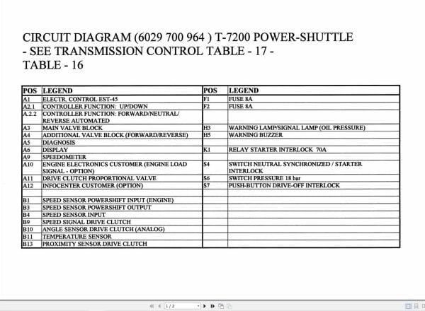 ZF Power Shuttle Transmission T 7200 Electrical Diagrams 6029 700 964 (1)
