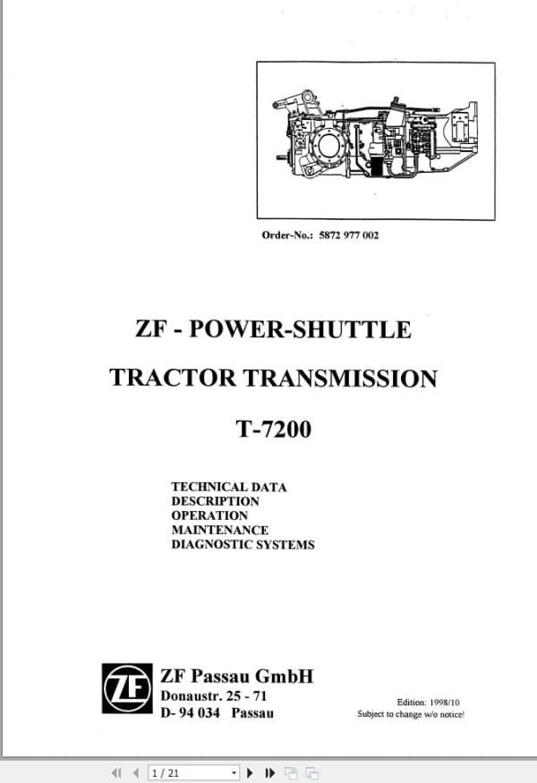 ZF Power Shuttle Transmission T 7200 Maintenance Manual (1)