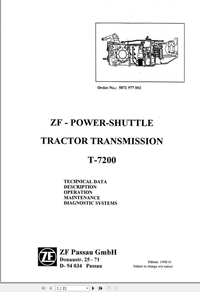 ZF Power Shuttle Transmission T 7200 Maintenance Manual (1)