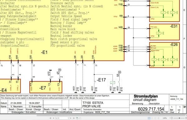 ZF Power Shuttle Transmission T7100 EST57A Electrical Diagrams 6029 717 154 (1)