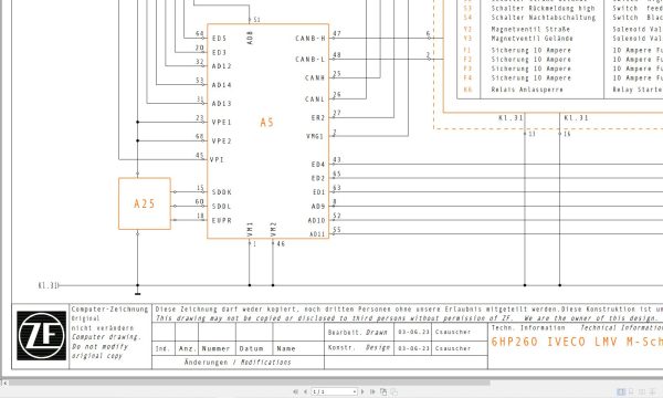 ZF Transmission 6Hp260 Iveco LMV Electrical Diagram 6071 399 005 (2)