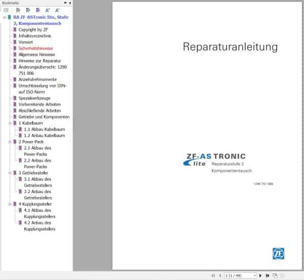 ZF Transmission ASTronic lite Repair Manual Component Exchange DE (1)