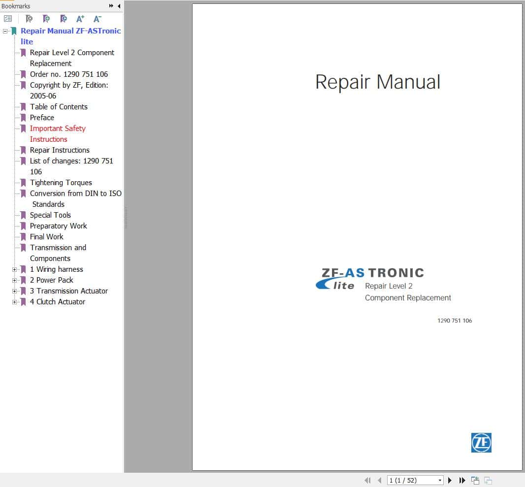ZF Transmission ASTronic lite Repair Manual   Component Replacement (1)