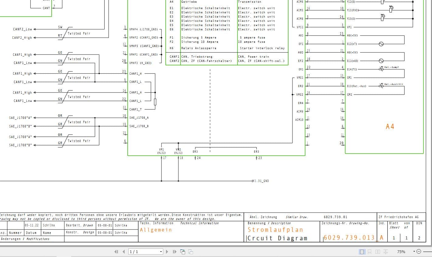 ZF Transmission ECOLIFE Wiring Diagram DE (1)
