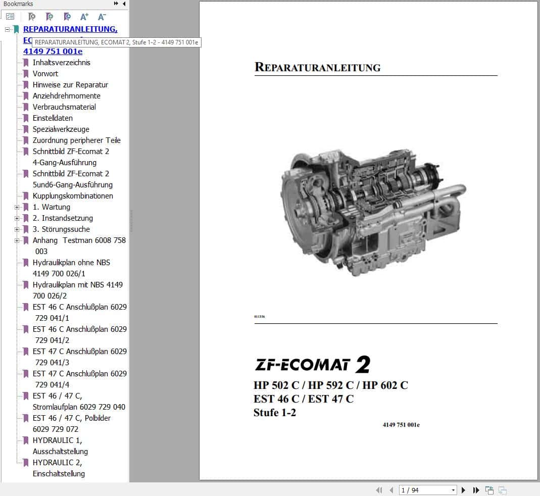 ZF Transmission ECOMAT 2 Repair Manual 4149 751 001e DE (1)