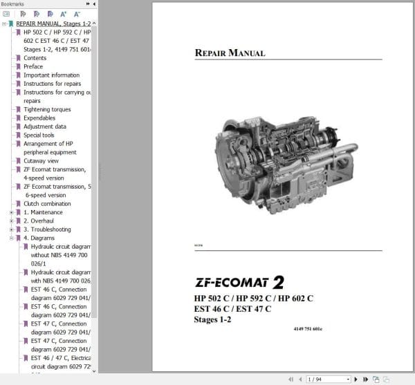ZF Transmission ECOMAT 2 Repair Manual 4149 751 601e (1)