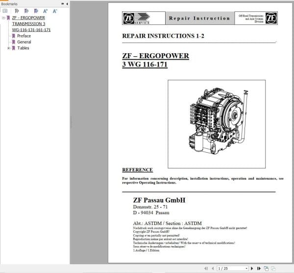 ZF Transmission ERGOPOWER 3 WG 116 171 Repair Manual (1)