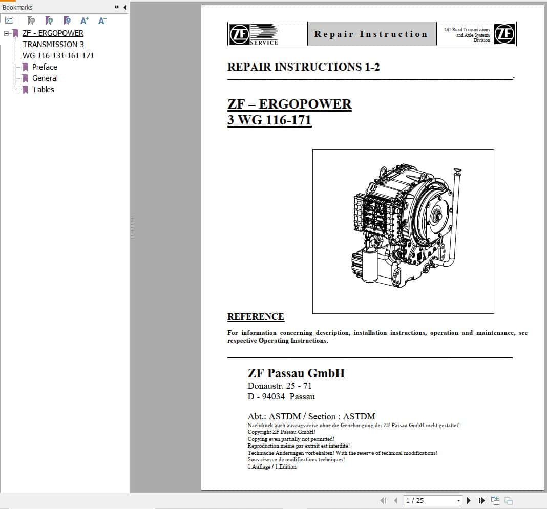 ZF Transmission ERGOPOWER 3 WG 116 171 Repair Manual (1)