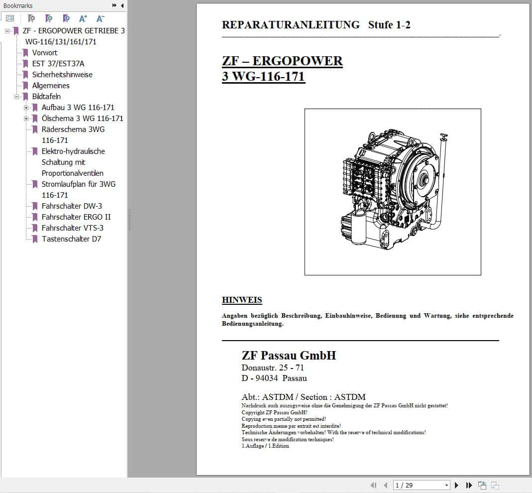 ZF Transmission ERGOPOWER 3 WG 116 171 Repair Manual DE (1)