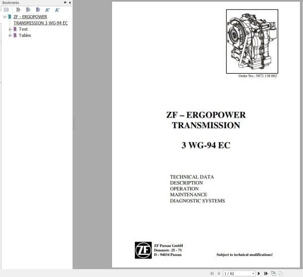 ZF Transmission ERGOPOWER 3 WG 94 EC Maintenance and Repair Manual (1)