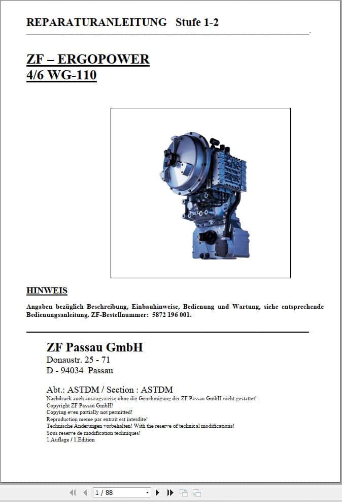 ZF Transmission ERGOPOWER 4 6 WG 110 Repair Manual DE (1)